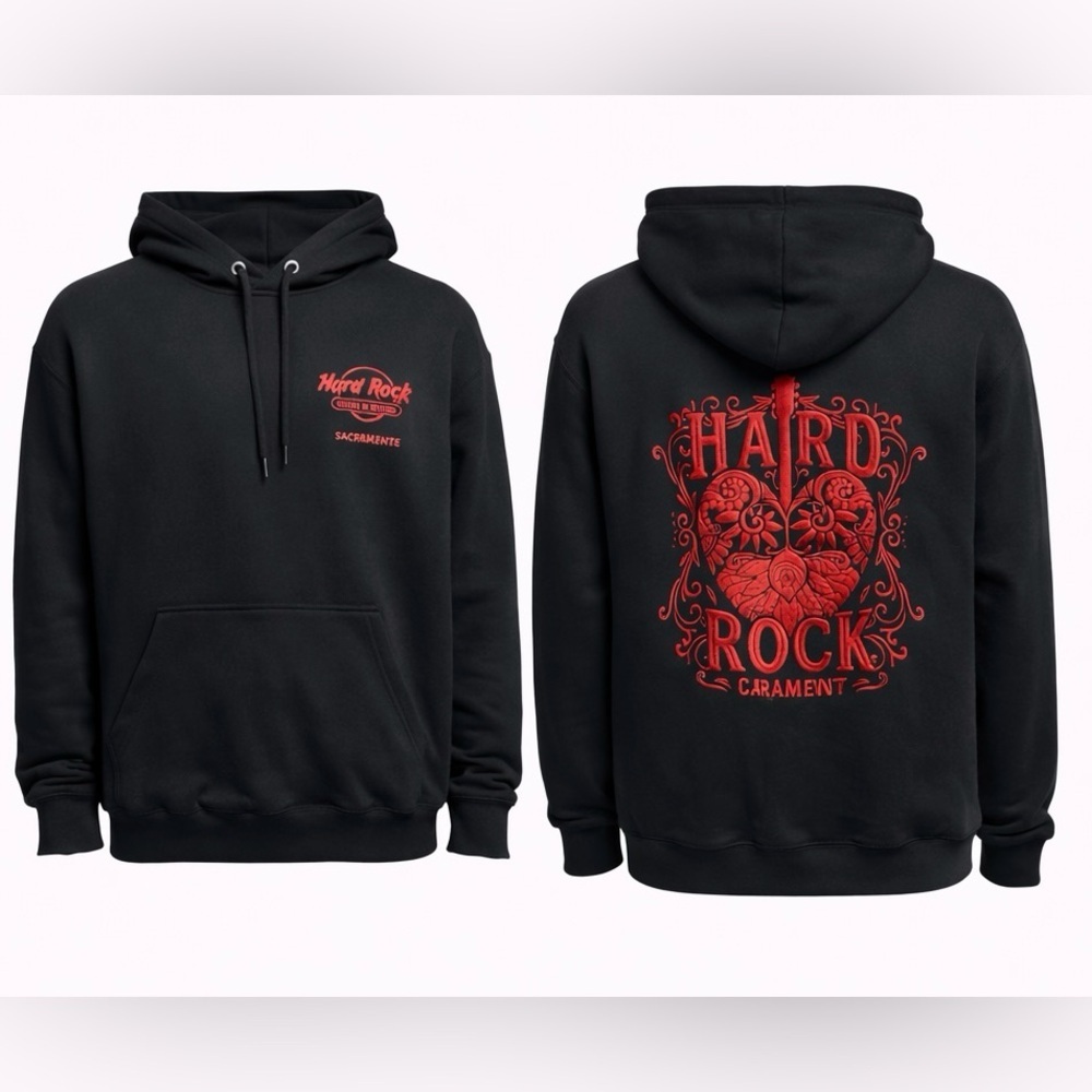 🎸New! Hard Rock Guitar Heart Hoodie
